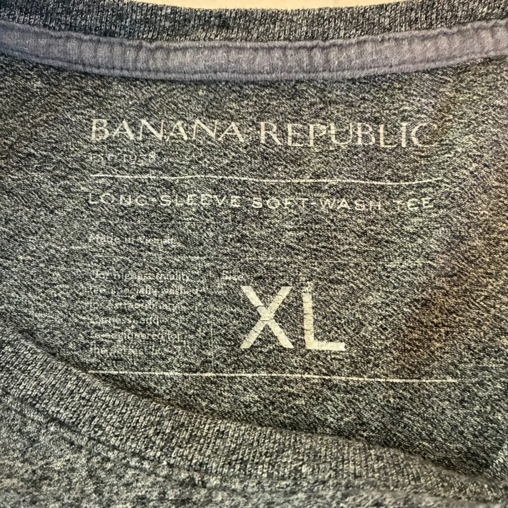 Banana Republic Mens XL Gray Long Sleeve T-Shirt Soft Wash Tee Casual Crew Luxe